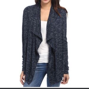 Pure DKNY Gray/white Long Sleeve Open Wrap Sweater - Size P/S